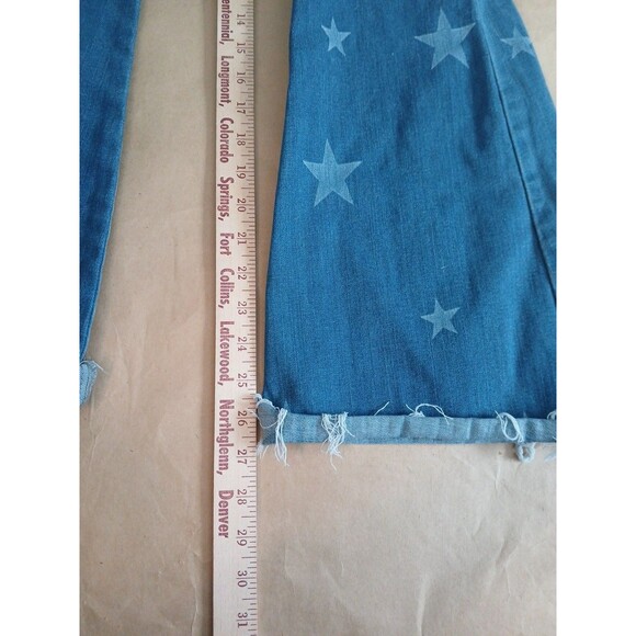 Nasty Gal Jeans Womens 6 Blue Star Bell Bottom Super Flare Raw Hem High Rise - Picture 2 of 8